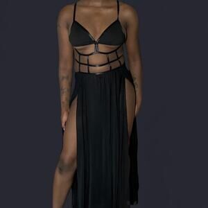 Very sexy black strappy see through dress